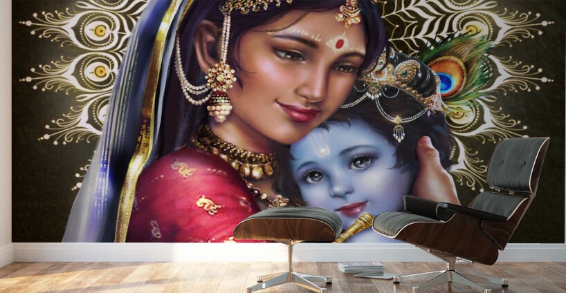 Gods of Love and Tenderness - Yashoda Krishna Wall Murals