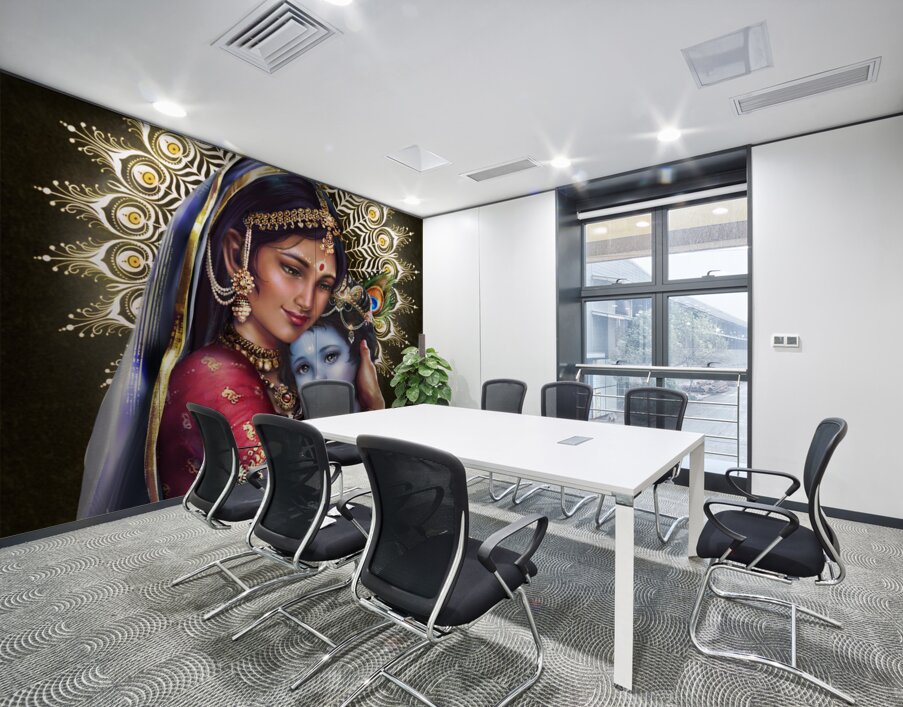 Gods of Love and Tenderness - Yashoda Krishna Wall Printing